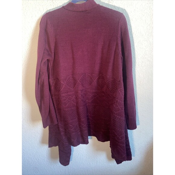 Iz Byer Fisherman Chunky Cable Knit Sweater Burgundy Baggy Y2k Large women - Picture 6 of 7